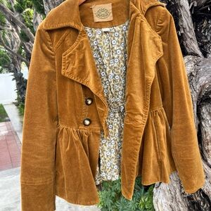 Vintage Anthropologie | idra tan Velvet Blazer with Floral Lining